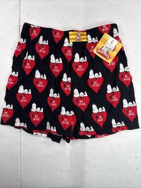 Vintage Snoopy Hearts Peanuts Boxer Shorts Pajama Bottoms M All Over Print NEW